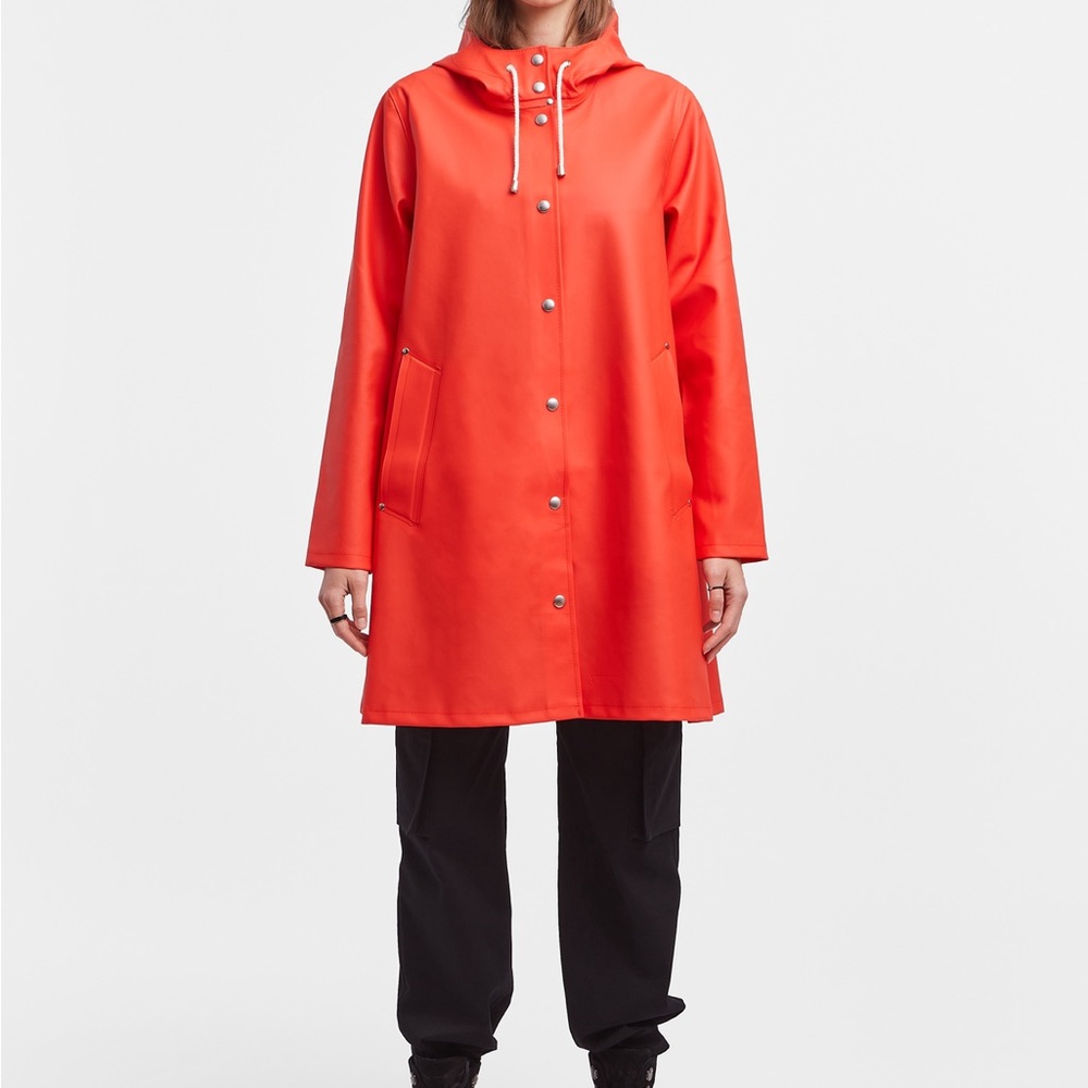 Stutterheim Mosebacke Raincoat / Size S / Fade Red / NWT
